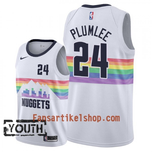 Denver Nuggets Trikot Mason Plumlee 24 2018-19 Nike City Edition Weiß Swingman - Kinder